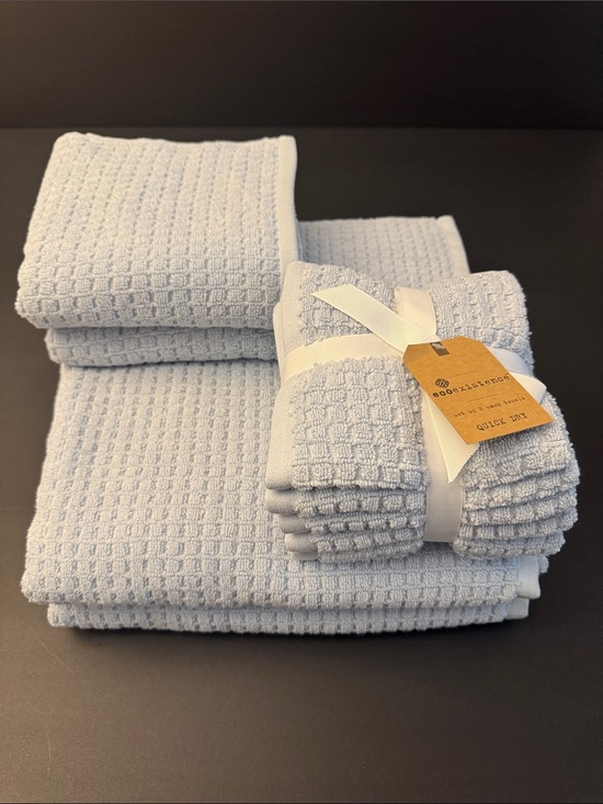 Ecoexistence Quick Dry Other - 10pc ECOEXISTENCE Quick Dry 100% Cotton Oversized Bath Towel Set - Powder Blue